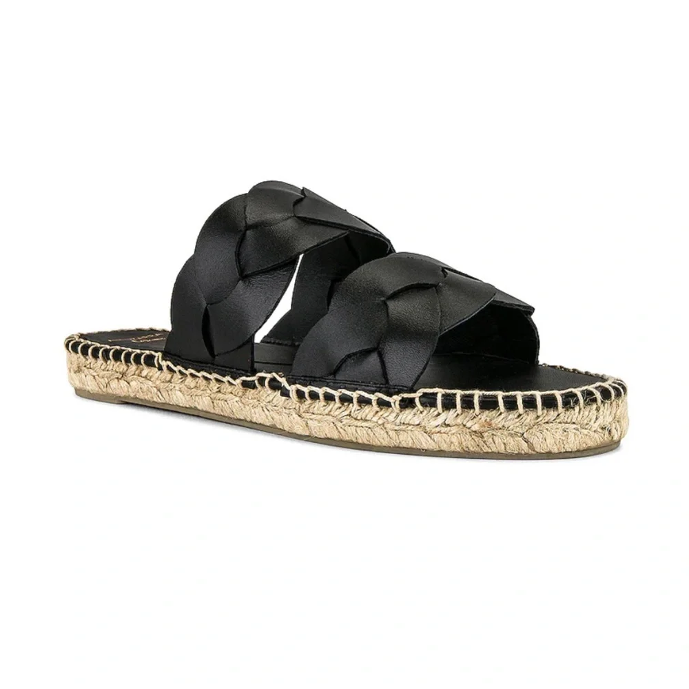 Altuzarra Black Braided Slide Sandals